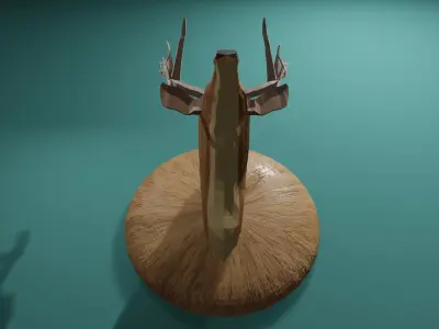 Deer Low Poly head on wall Low-poly 3D model