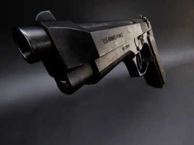 AAA Beretta M9 Game Ready PBR Low-poly 3D model