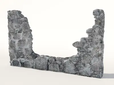 Old castle wall part F Low-poly 3D model