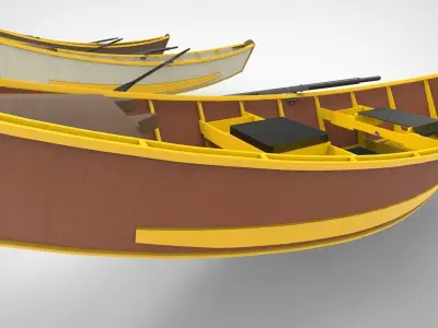 Traditional wooden boats 3D model