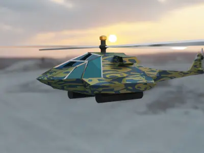 Helicopter Low-Poly 3D Model military Low-poly 3D model