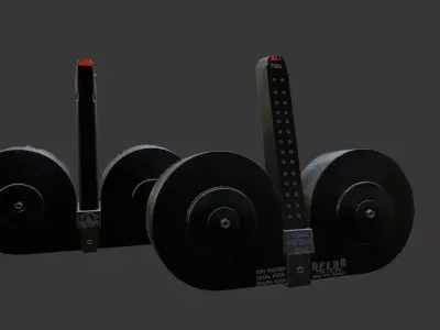 Twin feed Drum magazine Low-poly 3D model