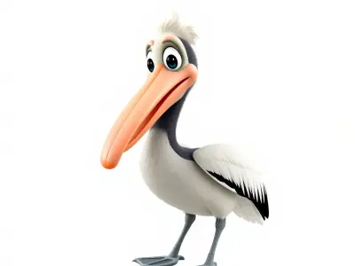 Cartoon Pelican Character D Model Pack Low-poly 3D model