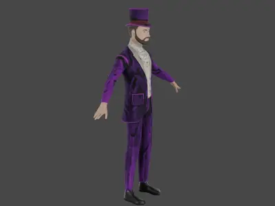 Ballroom man in suit and top hat Low-poly 3D model