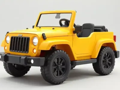 Bright Yellow Toy Jeep Wrangler 3D Model Low-poly 3D model