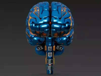 Blue Cyberpunk Brain Lowpoly Highpoly Bundle Low-poly 3D model