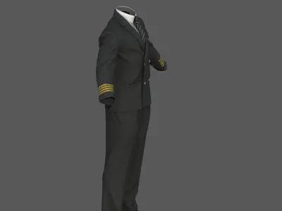 Airline pilot uniform Low-poly 3D model