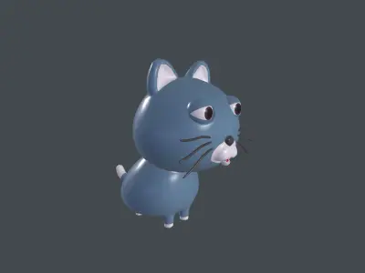 Cat cute cartoon Rigged model  Low-poly 3D model