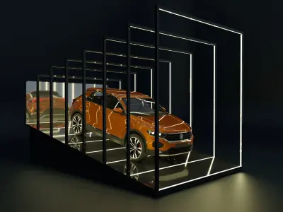 Car Exposition - Showroom Render Scene Low-poly 3D model