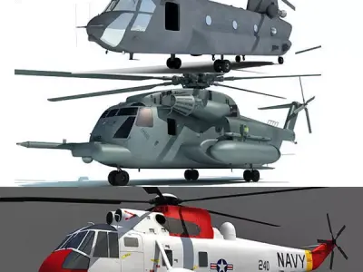 Set of 3 Military Aircrafts 3D model