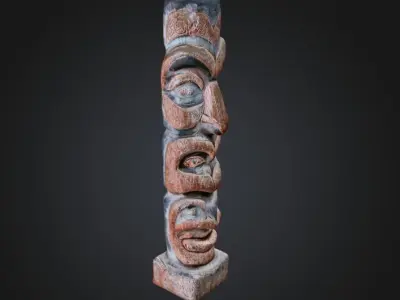 Photorealistic Totem Pole - Low-poly 3D Model Low-poly 3D model