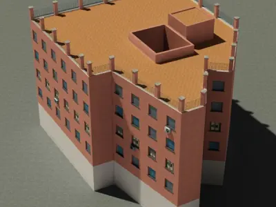 Building in shape of triangle Low-poly 3D model