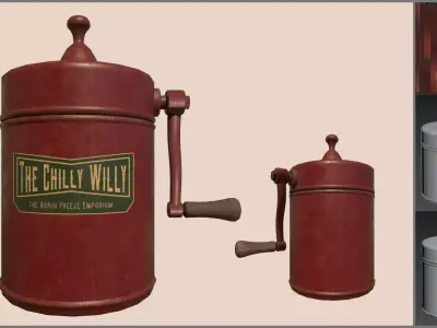 Basic Vintage IceCream Maker Low-poly 3D model
