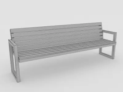 Modern Outdoor Bench steel and wood Low-poly 3D model