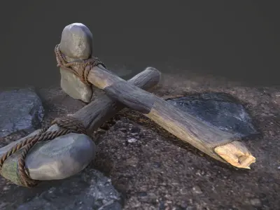 Prehistoric Stone Axe Low-poly 3D model