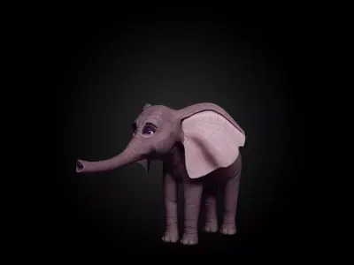 Cartoon Elephant Rigged Stylized Animal Character Free low-poly 3D model