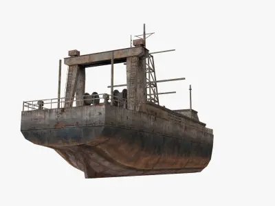 Abandoned Rusted Ship Low-poly 3D model