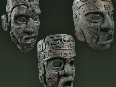 Maya Ceremonial Masks Pack Low-poly 3D model