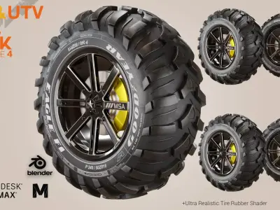ATV UTV Tire Pack Bundle 4 Low-poly 3D model