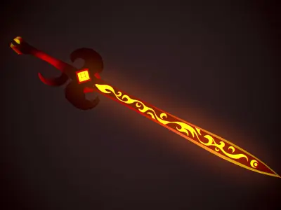 Fire Sword Low-poly 3D model
