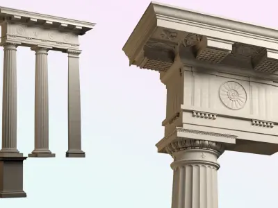  Doric column with pedestal and entablature on Vignola 3D model