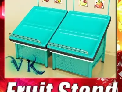 Fruits Stand Store Display Smoothable 3D model