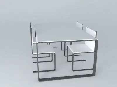 Modern dining table with chairs Free 3D model