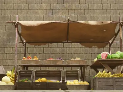 Medieval Fruit Shop Low-poly 3D model