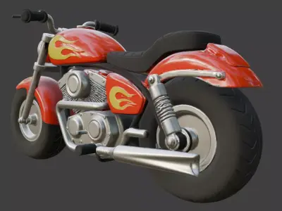 Stylized Cruiser Motorcycle 3D Model 3D model purchase