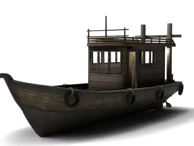 Handcrafted Wooden Boat 3D model