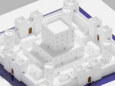 Cartoon Fantasy Medieval War Castle Low-poly 3D model