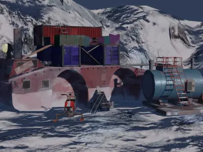 Antarctica ship in snow 3D model