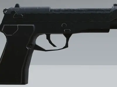 Pistol Low-poly 3D model Free low-poly 3D model