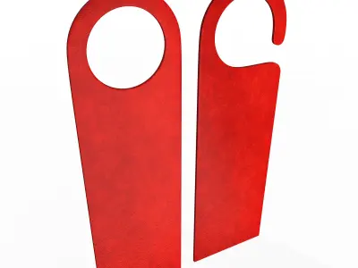 Door Hanger Tag Red Low-poly 3D model