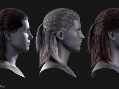 Real Time Hair Card Male Hairstyle part 04 Low-poly 3D model