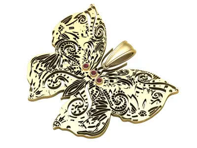GOLDEN BUTTERFLY PENDANT 3D PRINTABLE MODEL 3D print model