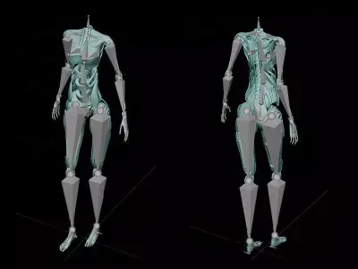 Cyborg Girl Skeleton - Fully Rigged 3D model