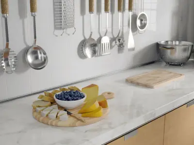  Three Cheeses &amp; Blueberries Food Platter Models 