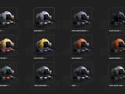 Sphere Drone plus props 24 textures sets Low-poly 3D model