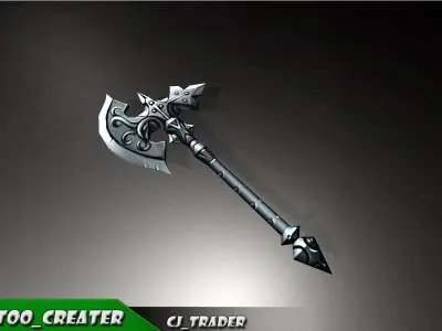 Magic Spell Axe Fantasy Axe Low-Poly 3D Model Low-poly 3D model