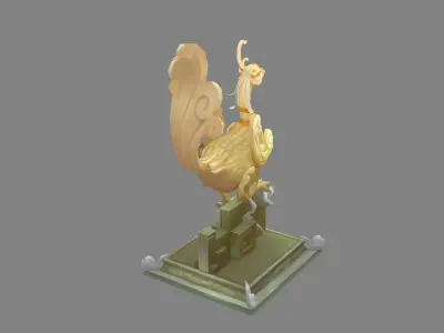Jade Bird Sculpture Low-poly 3D model