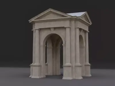 Arched portico in the mas  Doric order with 3 4 columns Low-poly 3D model