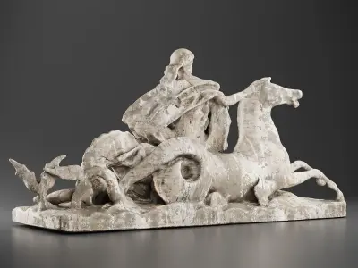 Woman with horses Sculpture 3D model