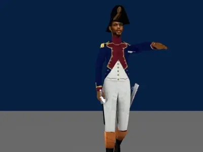 Black OFFICER LOW POLY Napoleonic wars Low-poly 3D model