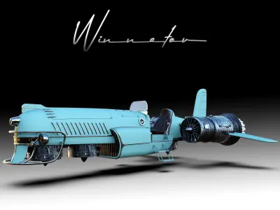 Retro futuristic flyer 3D model
