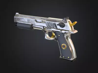 80 Style Action Movie gun Low-poly 3D model