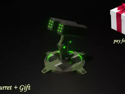 black friday turret 3d NEW YEAR SALE with gift Free low-poly 3D model