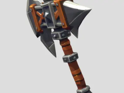 Fantasy Battle Axe 3D Model PBR Textured Game Asset Low-poly 3D model