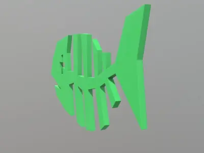 Fishbone fish skeleton Low-poly 3D model