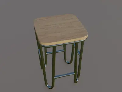 Strand Hairpin Leg Industrial Stool Low-poly 3D model
